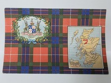 Vintage Fraser Clan Tartan Postcard Scotland Map & Coat of Arms W&A.K. Johnston 