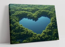 HEART SHAPED LAKE IN GREEN