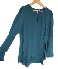 SERAPHINE MATERNITY teal blue green KEYHOLE MATERNITY blouse shirt Size 12