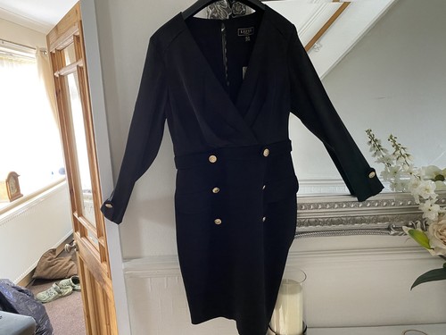 Lipsy black tuxedo bodycon - black,