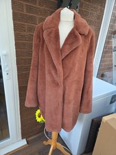 New Look Women's Faux Fur Coat Size 12 Brown