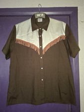 LADIES FRINGED LINE DANCING WESTERN SHIRT..BROWN.SIZE MEDIUM