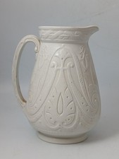 Copeland Pottery Gothic Revival Parian Ware Jug - Moulded Relief Design - 1850s
