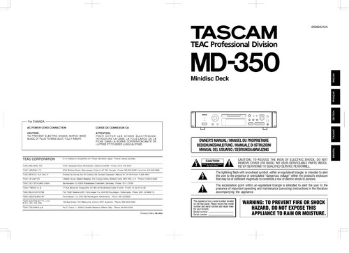 User manual for - user, md-350