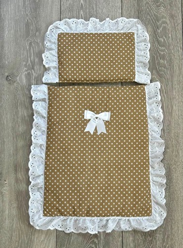 Brown fabric with white - , spots