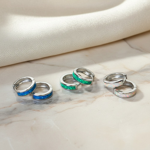Opal hoop earrings elegant - earrings,
