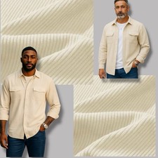 Corduroy Cord Shirt Mens Casual Long Sleeve Shacket Overshirt Pockets Size XL