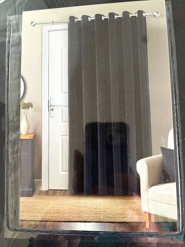 Black eyelet top curtain panel - eyelet,