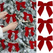 12pcs Velvet Bow Christmas Decoration Perfect For Xmas Trees & Gift Wrapping LI