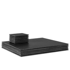 12 Piece Linea Square Slate Placemats & Coasters Set Table Setting 10cm Grey