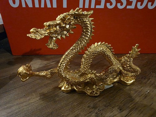 Brass dragon figurine - brass, statue