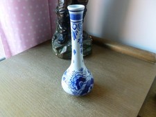 Vintage Dutch Delfts Blau Hand - Painted Bud Vase Floral Design. 6.5" tall