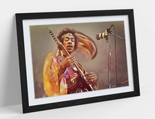 JIMI HENDRIX ART FRAMED POSTER PICTURE PRINT ARTWORK - YELLOW RED