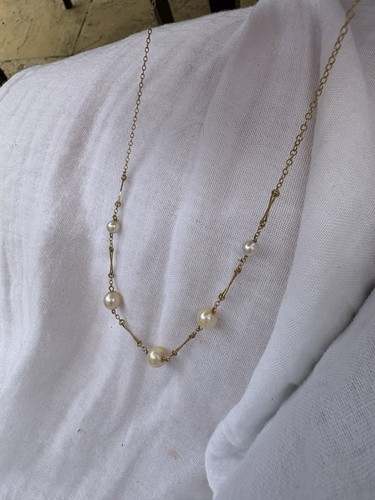 Edwardian 9ct pearl station - edwardian,