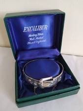 Vintage Solid Sterling Silver Hinged Bangle Bracelet Belt Buckle HM 1977