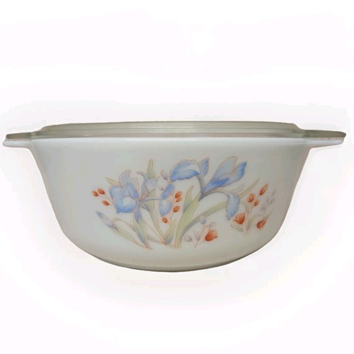 Pyrex england blue floral iris - blue,