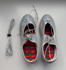 Child's Roch Valley Silver Glitter Tap Shoes Disco Dance Party Shoe Lace Tops 12