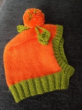 New Hand Knitted Striped HALLOWEEN Balaclava   Large Pompom Hat For MEDIUM Dogs,