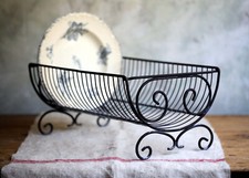French Dish Drainer Metal Plate Draining Rack Vintage Wire Display Stand