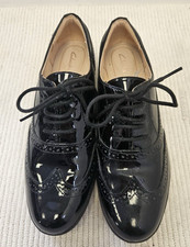 Clark’s Women’s Shoes Black Patent Hamble Oak Brogues Size UK 4 EUR37