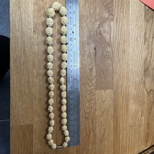 Vintage Hand Carved Bone Bovine Rose Beads Necklace 20 Inches