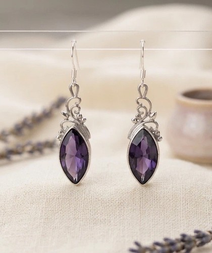 Amethyst purple earrings 925 - purple,