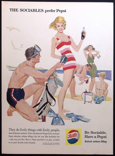 1960 canadian pepsi beach - pepsi, ad