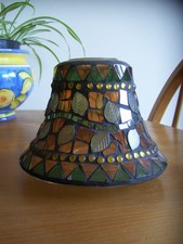 LOVELY STAINED GLASS OIL LAMP FUNNEL/SHADE-46.37mm FITTER.