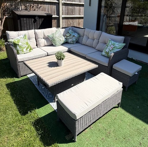 Corner rattan garden furniture - garden,