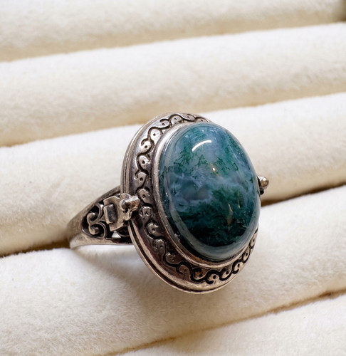 Moss agate poison - agate, ring