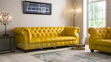 Chichester Yellow Leather Button Back Seat Chesterfield Grand Sofa many colours