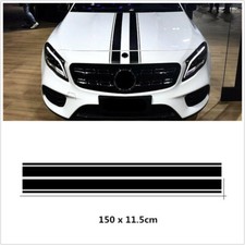 2Pcs Car Hood Bonnet Stripe Decal Strip Bar Graphics Vinyl Stickers Black 150CM