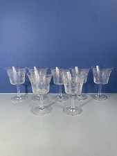 6 Pall Mall Lady Hamilton Cut & Etched Glass Sherry / Port  / Liquor Glasses