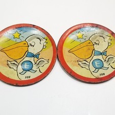 Pair Pelican Tin Litho Plates