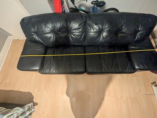 Black leather three seater - black,