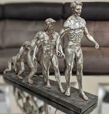 Silver Human Monkey Ape Chimp Evolution Origins of Man Statue Ornament Figurine