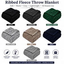 Ribbed Fleece Throw Blanket
