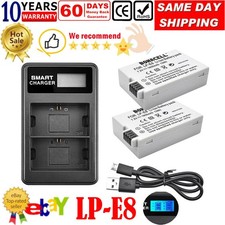 2x LP-E8 Battery +LCD Dual Charger For Canon EOS 700D 550D 650D 600D DSLR Camera