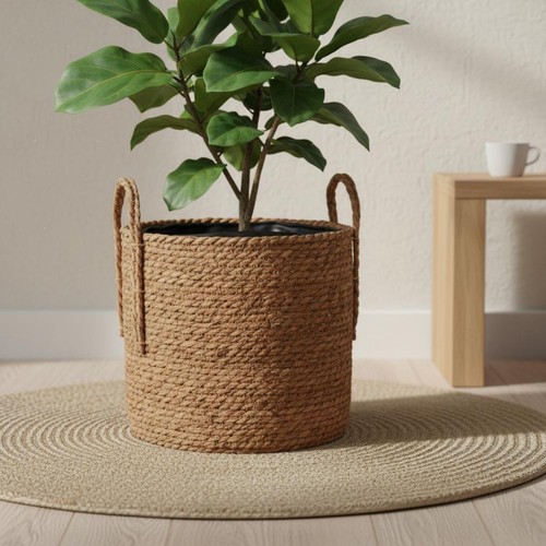 Woven seagrass planter - woven,