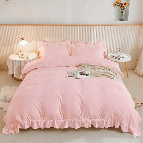 Pink ruffle duvet cover set - ruffle,
