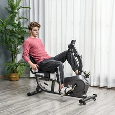 Exercise Training Workout Stationary Recumbent Bike w/ LCD Monitor & Pad Holder✨