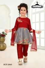 BABY GIRL GREY ANARKALI CHURIDAR DRESS INDIAN STYLE UK SIZE EID DIWALI 2025