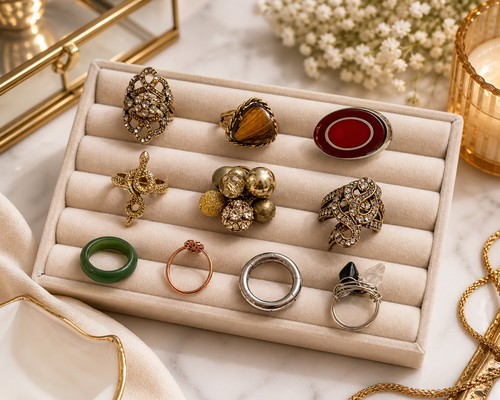 Mixed costume jewellery ring - mixed,
