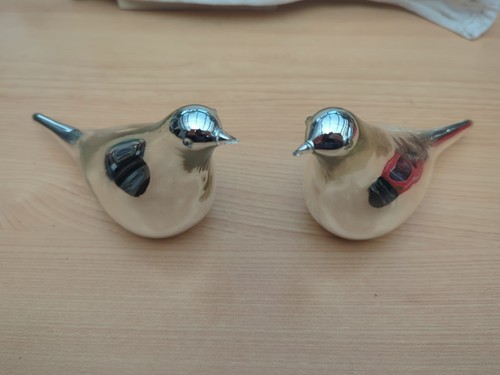 Glass silver love birds - silver,