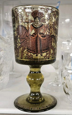 Vintage German Alfred Taube Hand Blown Bubble Glass Stemmed Wine Goblet Chalice