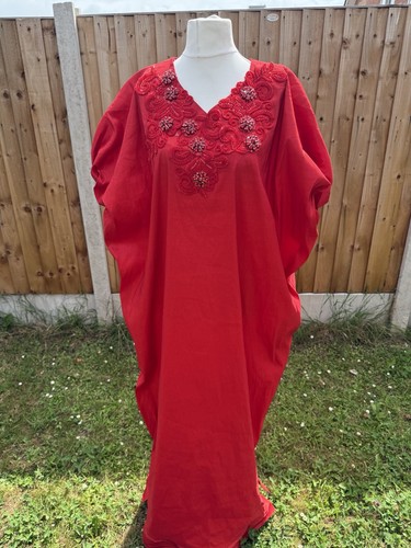 Red raw silk kaftan bubu - raw,