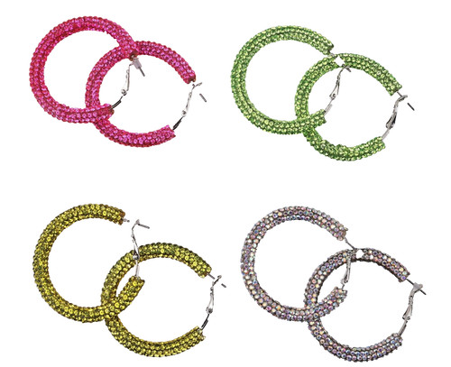 Crystal hoop earrings - crystal,