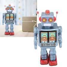 Metal Tin Robot Toy Retro Electric Rotating Figures Model For Kids Gift
