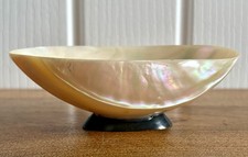 Vintage Mother Of Pearl Shell Caviar Serving Bowl / Trinket Dish On Stand - 5”