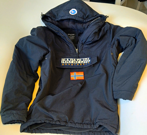 Napapijri blue hooded half zip - blue,